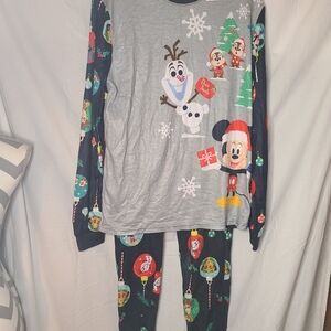 Disney Medium Pajama Set 2 Piece Pants & Long Sleeve Shirt Blue Disney Character